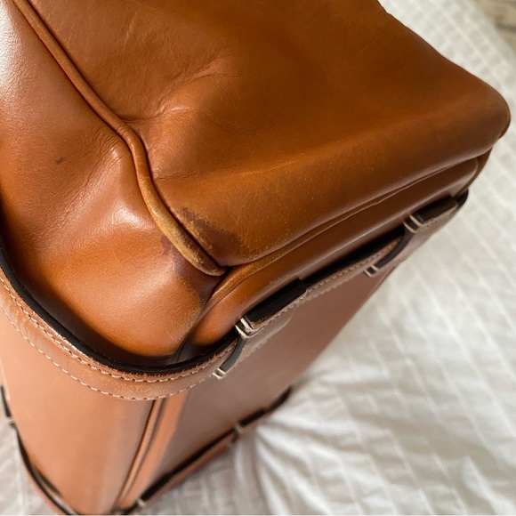 Ralph Lauren Leather Ricky Satchel Doctors Bag Brown Silver Turn Lock - Picture 8 of 14